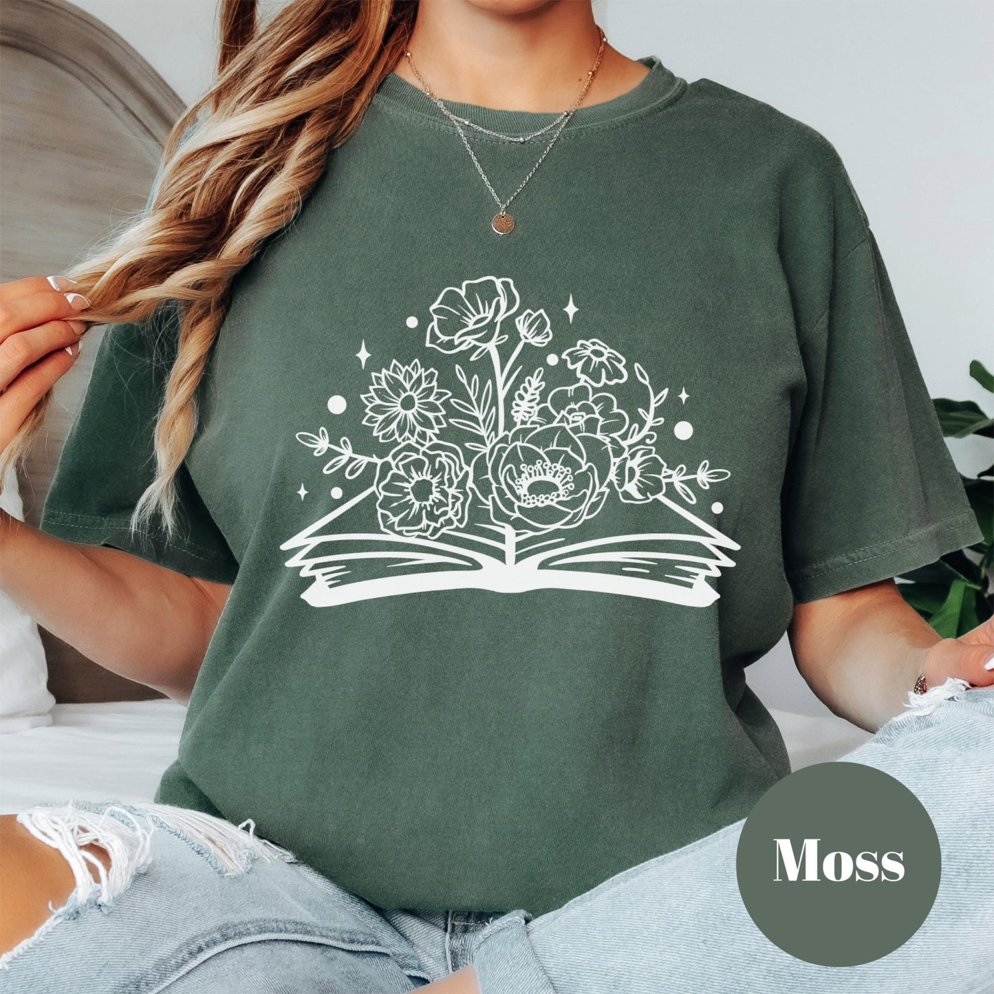 Floral Open Book Shirt, Book Lover Comfort Colors® Shirt, Blooming Book Tee, Bookish Shirt, Aesthetic Reader Gift, Cozy Reading Tee