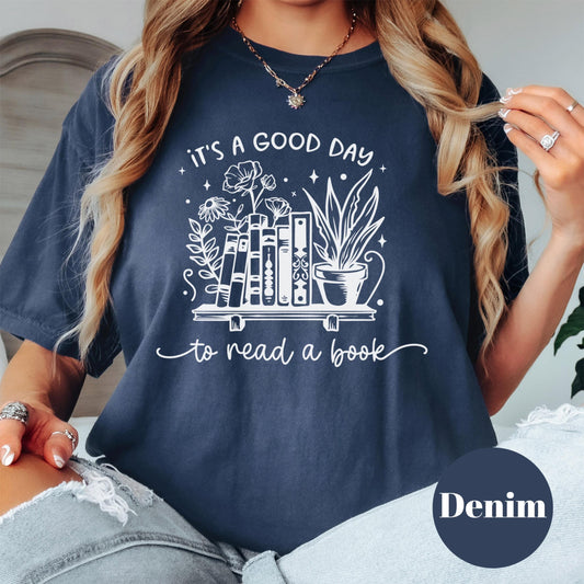 Good Day to Read a Book Shirt, Cozy Book Comfort Colors® Shirt, Book Lover Tee, Book Stack Shirt, Reading Gift for Women, Bookish Tee