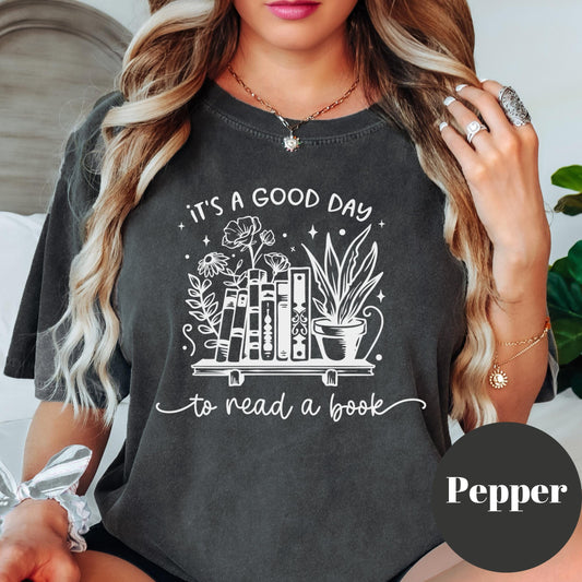 Good Day to Read a Book Shirt, Cozy Book Comfort Colors® Shirt, Book Lover Tee, Book Stack Shirt, Reading Gift for Women, Bookish Tee