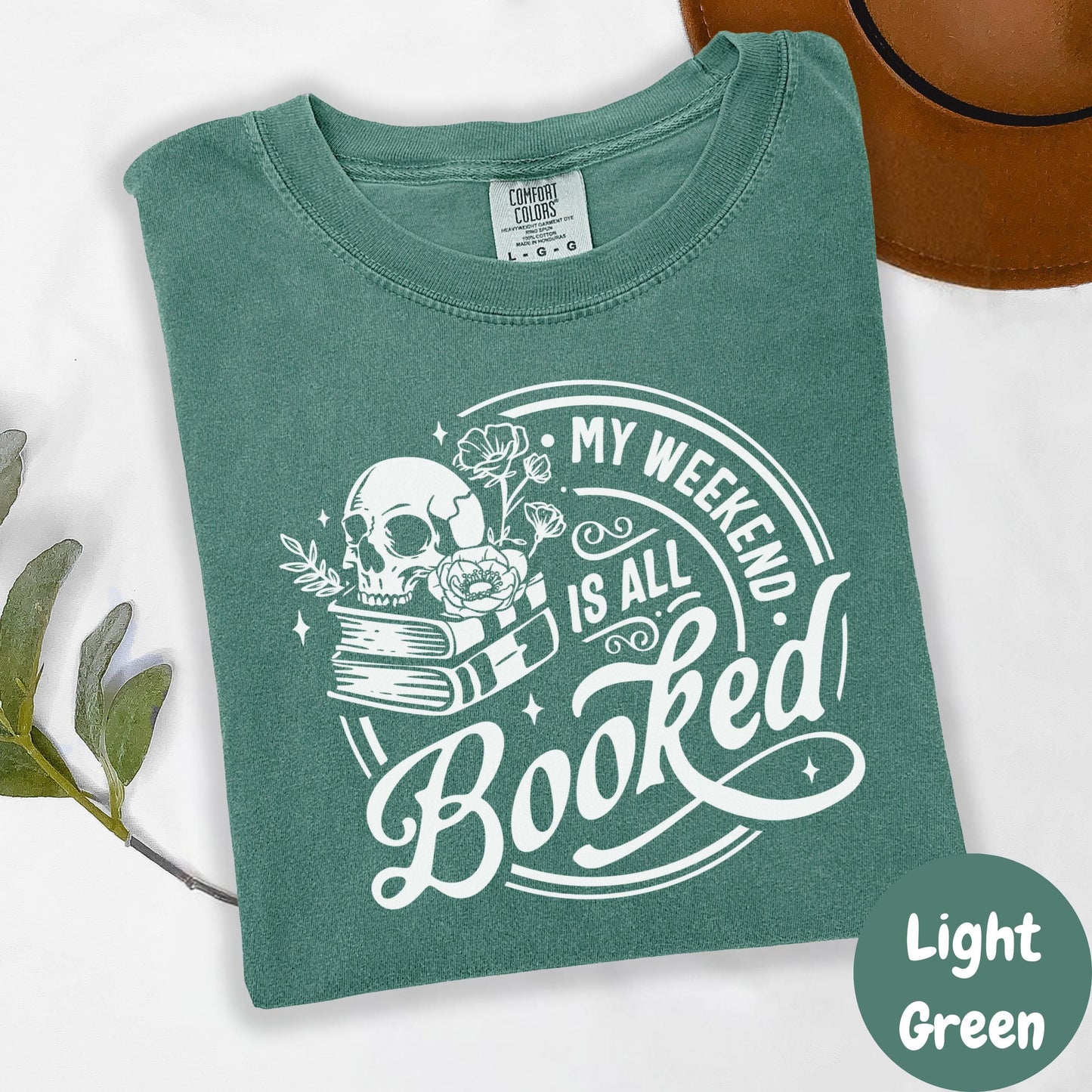 My Weekend Is All Booked Shirt, Gothic Book Comfort Colors® Shirt, Dark Academia Reading Tee, Skull Book Lover Gift, Spooky Bookish Shirt