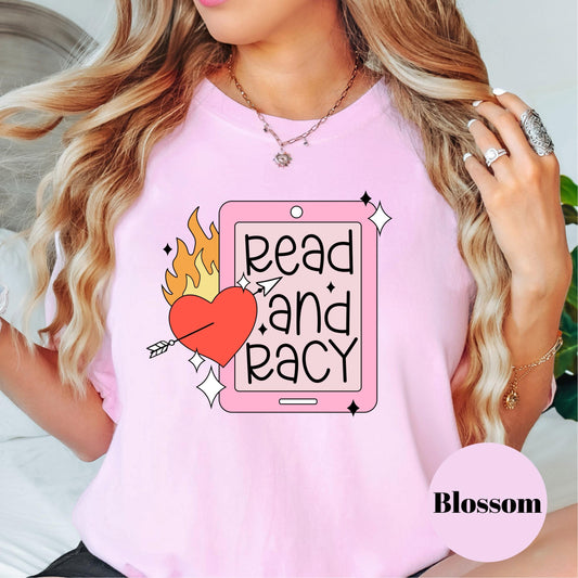 Read and Racy Shirt, Comfort Colors® Kindle Reader Shirt, Spicy Romance Book Tee, Smut Lover Gift, Ereader Bookish Shirt