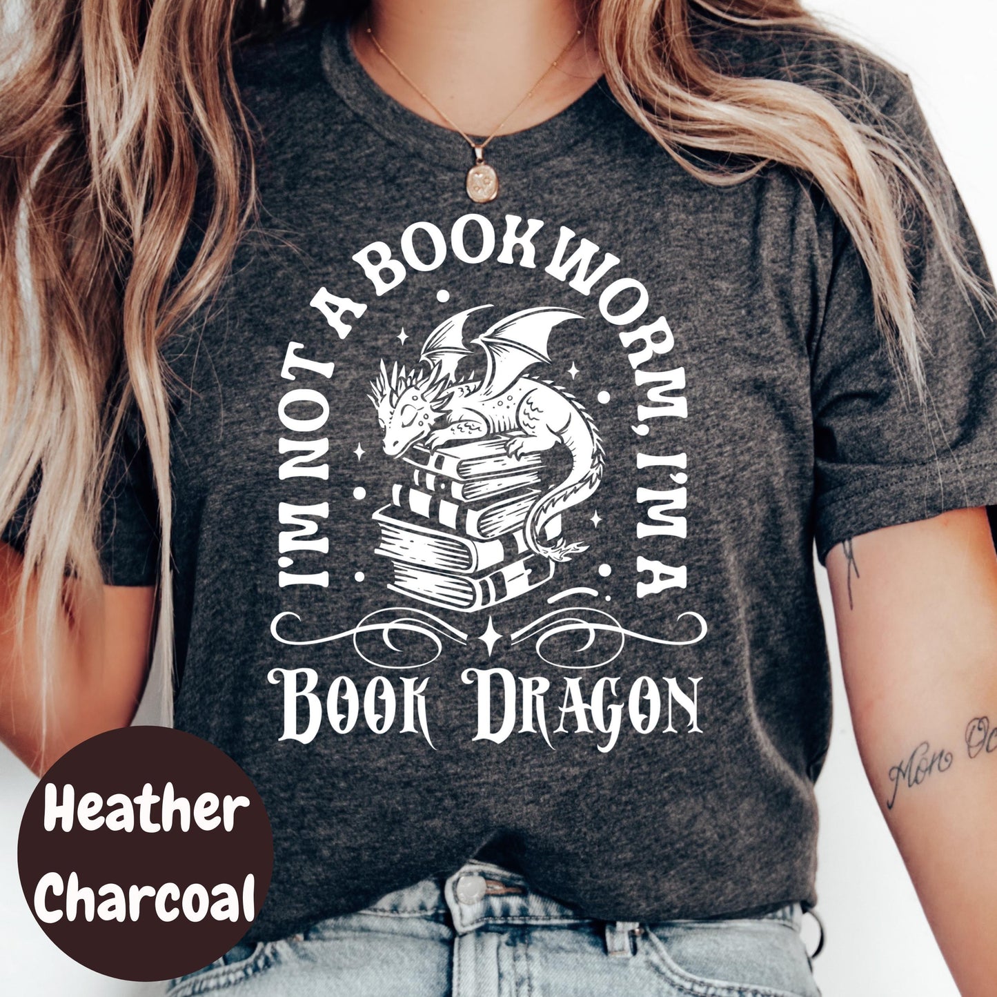 Book Dragon T-Shirt, I'm Not a Bookworm Shirt, Fantasy Book Shirt, Book Lover Graphic Tee, Cute Reading Shirt, Dragon Reader Gift Shirt