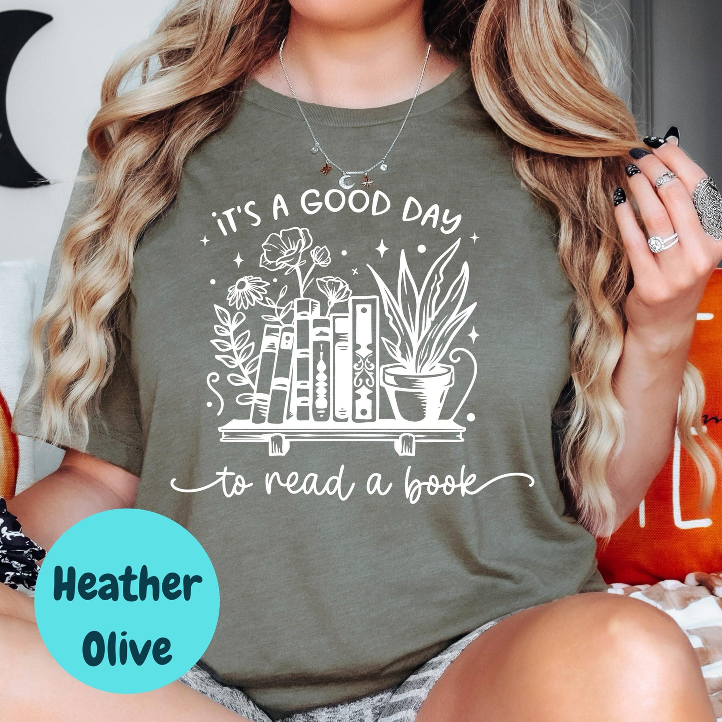Good Day to Read a Book Shirt, Bookish Graphic Tee, Cozy Reading T-Shirt, Cute Book Lover Gift, Floral Book Stack Shirt, Reader Tee