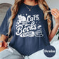Cats Books and Coffee Shirt, Comfort Colors® Book Lover Tee, Cat Mom Gift, Cozy Reader Shirt, Bookish Graphic Tee, Coffee Shirt for Women