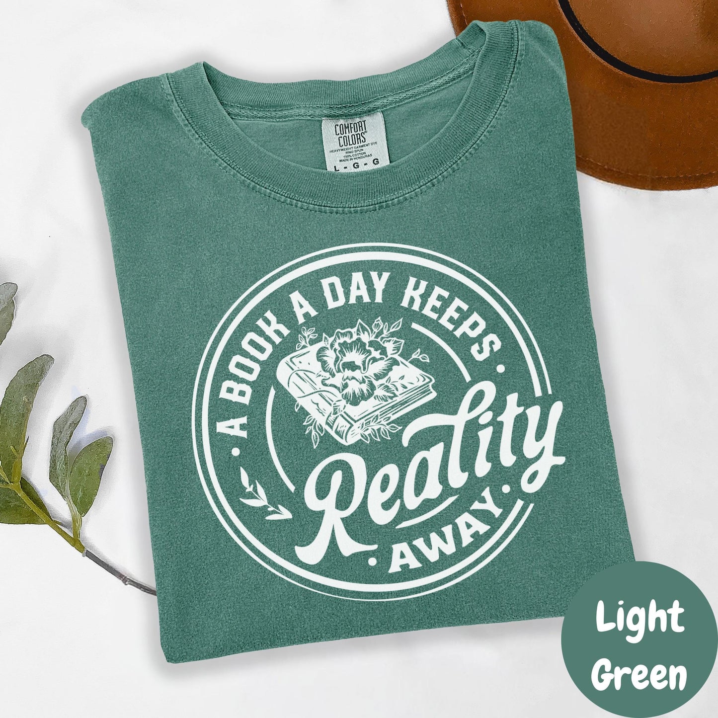 A Book a Day Keeps Reality Away Shirt, Comfort Colors® Book Lover Tee, Funny Reading Shirt, Bookish Gift for Women, Introvert Reader Tee