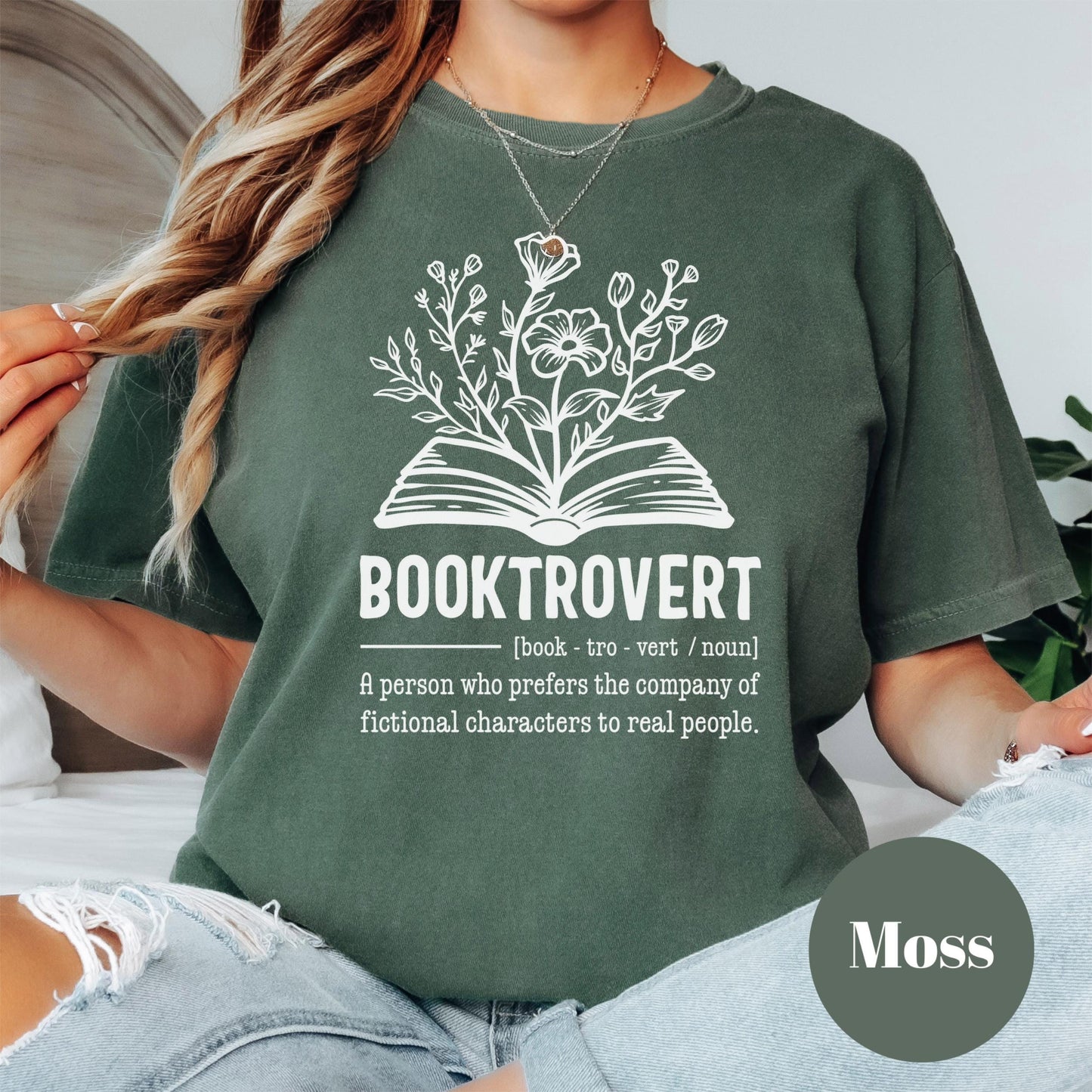 Booktrovert Shirt with Floral Graphic, Comfort Colors® Bookish Tee, Introvert Reading Shirt, Fiction Lover Gift, Book Girl Graphic Tee
