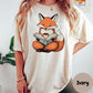 Fox Reading Book and Coffee Shirt, Cozy Comfort Colors® Tee, Cute Bookish Animal Shirt, Autumn Vibes Reading Shirt, Book Lover Gift Tee