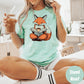 Fox Reading Book and Coffee Shirt, Cozy Comfort Colors® Tee, Cute Bookish Animal Shirt, Autumn Vibes Reading Shirt, Book Lover Gift Tee
