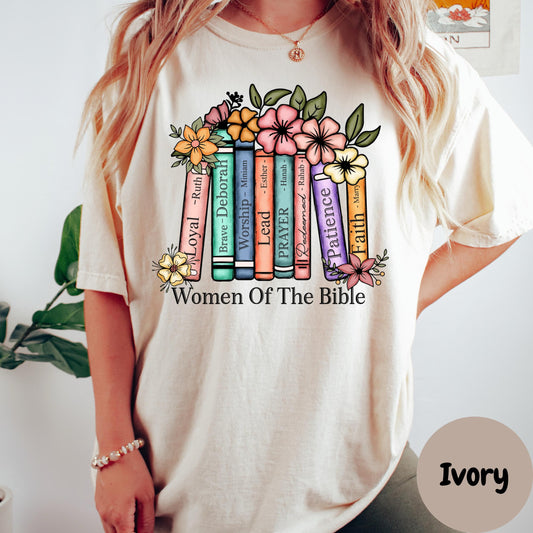 Women of the Bible Shirt, Floral Books Comfort Colors® Tee, Christian Tee, Bible Verse Shirt, Religious Faith Shirt, Christian Woman Gift