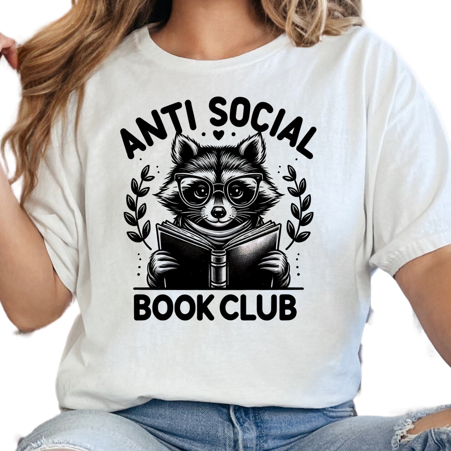 Anti-Social Book Club Shirt – Funny Introvert Reader Tee – Cute Bookish Raccoon Shirt – Book Lover Gift – Cozy Reading Shirt – Book Club