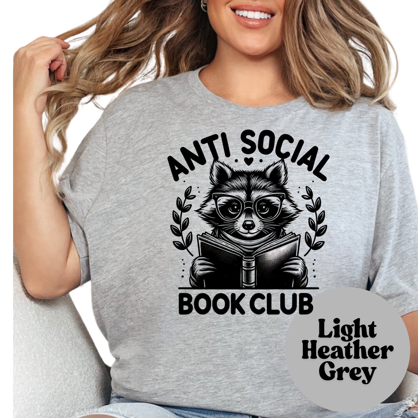 Anti-Social Book Club Shirt – Funny Introvert Reader Tee – Cute Bookish Raccoon Shirt – Book Lover Gift – Cozy Reading Shirt – Book Club
