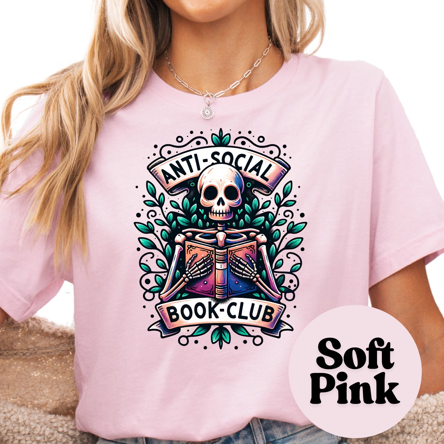 Anti-Social Book Club Shirt – Bookish Tee with Skull & Book – Dark Academia Reading tee– Funny Introvert Book Shirt – Spooky Book Lover Gift