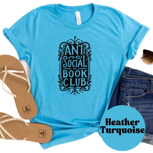 Anti-Social Book Club Shirt – Minimalist Bookish Tee – Introvert Reader Shirt – Vintage Typography Book Lover Tee – Book Club Gift Idea
