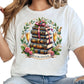 Bookoholic Shirt – Luxury Book Lover Tee – Book Stack and Champagne Shirt – Book Club Graphic Tee – Reader Gift – Floral Bookish T-Shirt