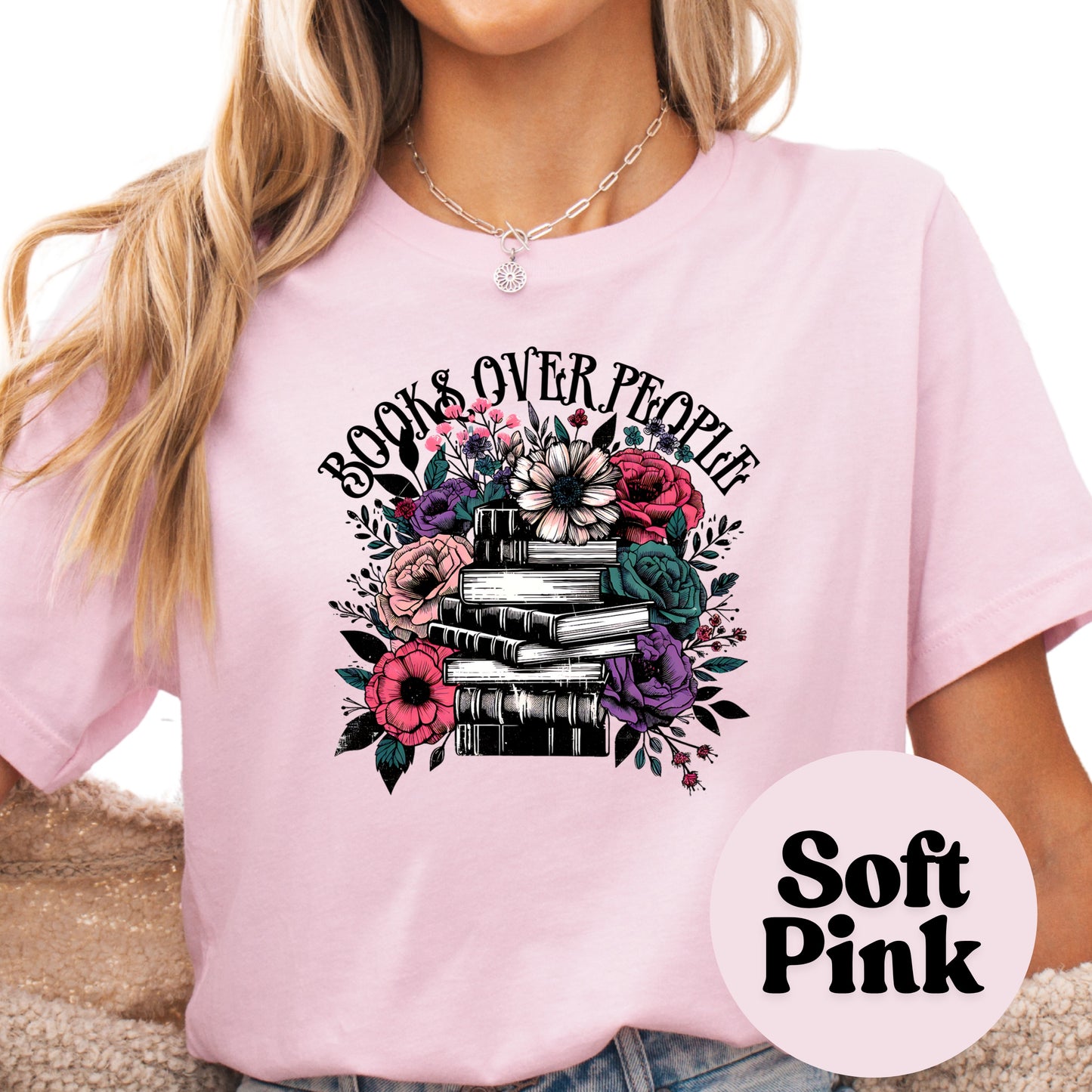 Books Over People Shirt – Gothic Floral Book Lover Tee – Anti-Social Reader Shirt – Dark Romance Book Tee – Funny Book Nerd Shirt