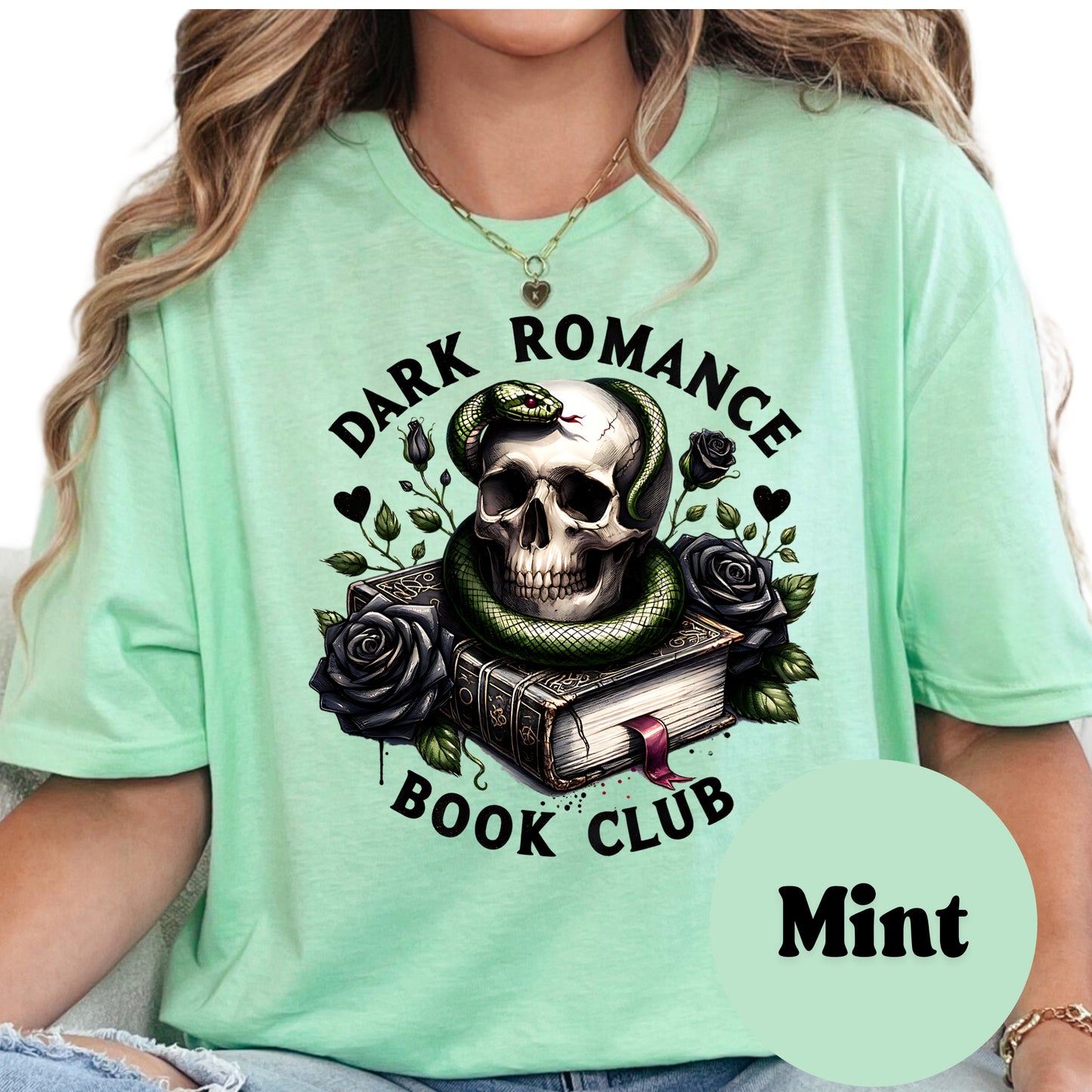 Dark Romance Book Club Shirt – Gothic Romance Reader Tee – Skull and Snake Bookish Graphic Tee – Spicy Book Lover Gift – Morally Gray Men Shirt