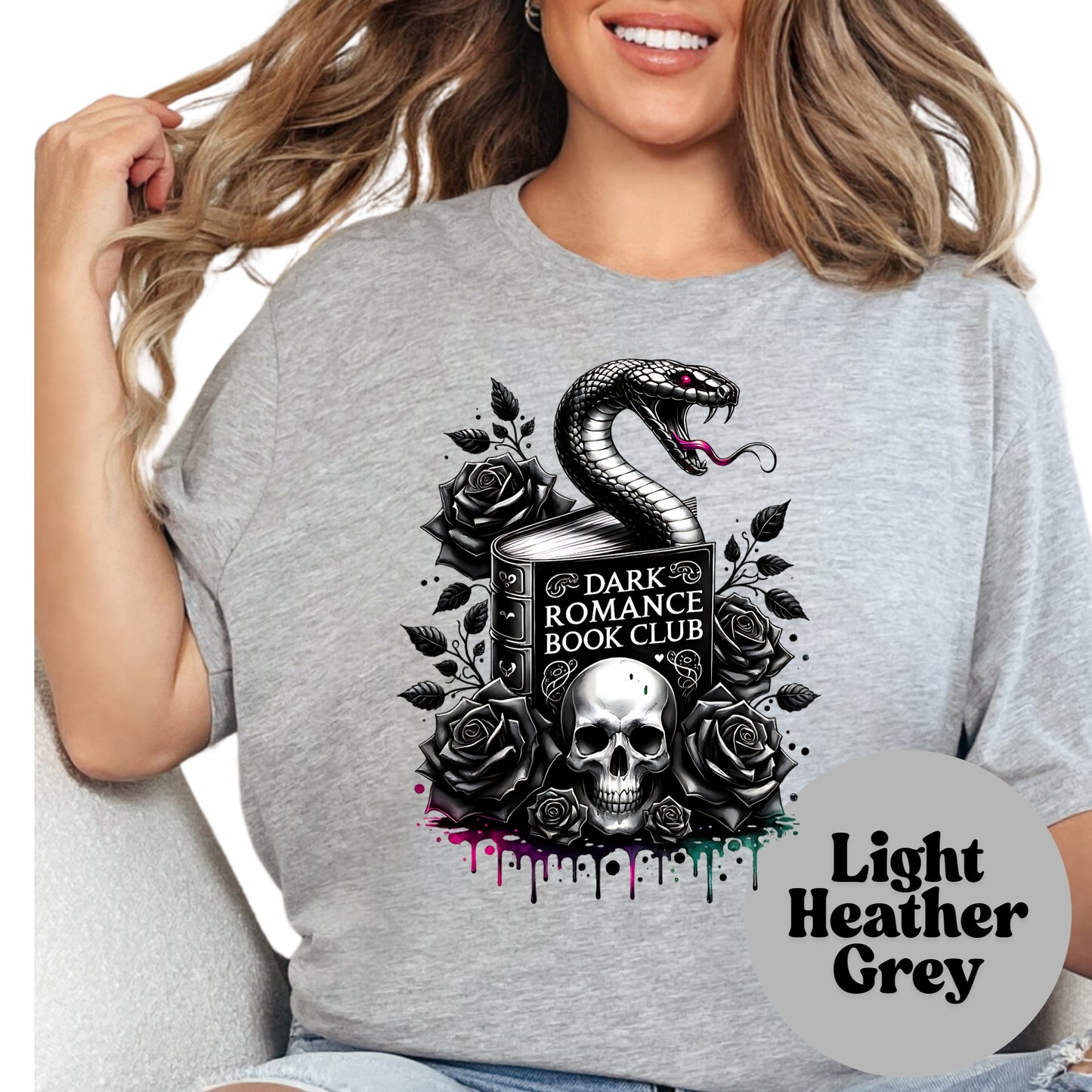 Dark Romance Book Club Shirt – Gothic Snake and Skull Book Tee – Spicy Romance Reader Shirt – Morally Gray Men Gift – Edgy Book Lover Tee
