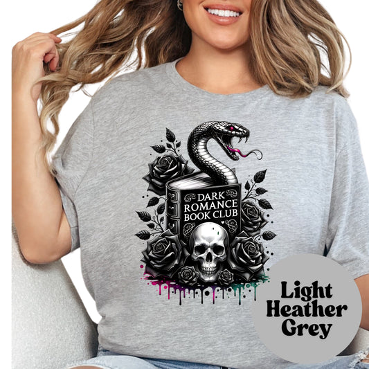 Dark Romance Book Club Shirt – Gothic Snake and Skull Book Tee – Spicy Romance Reader Shirt – Morally Gray Men Gift – Edgy Book Lover Tee