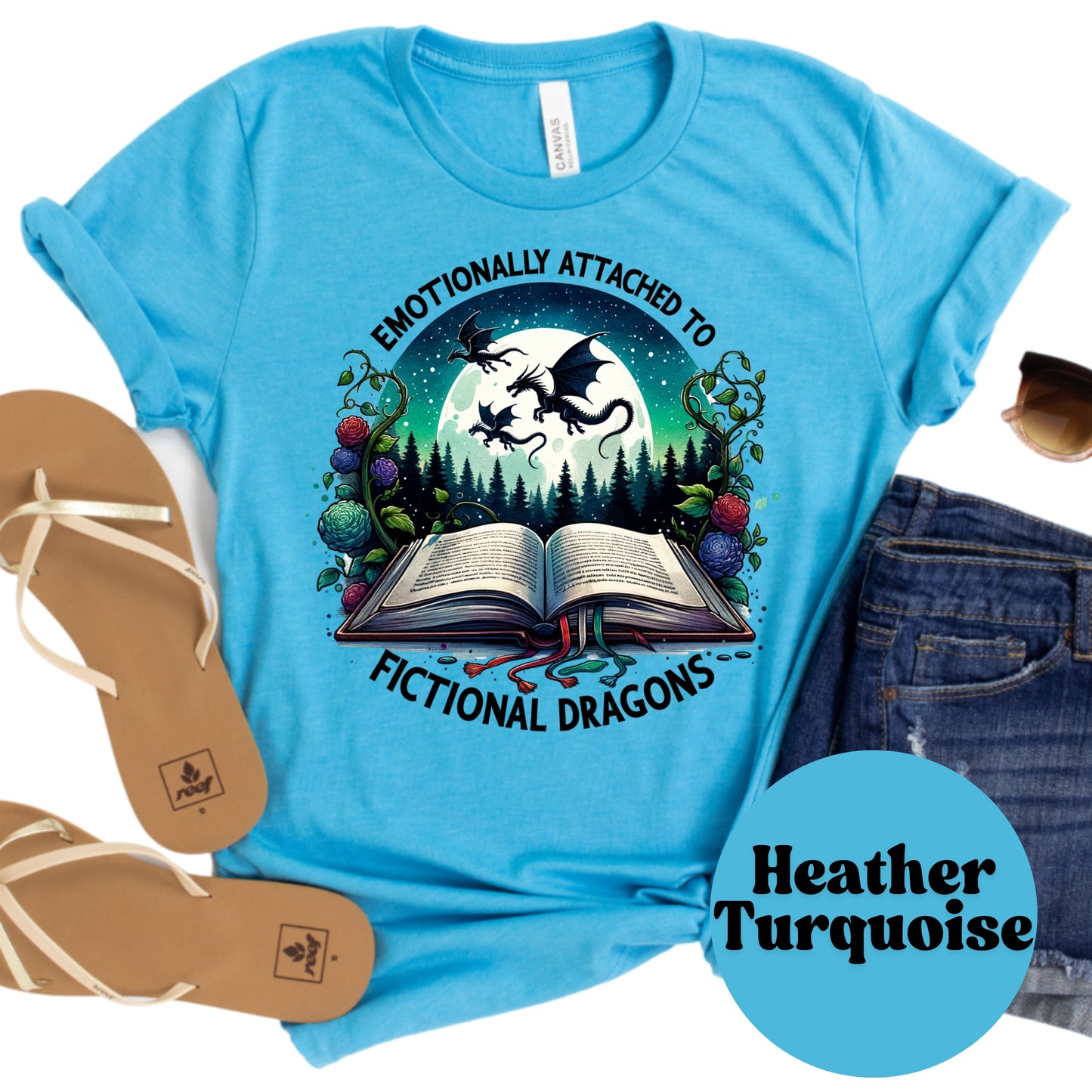 Emotionally Attached to Fictional Dragons Shirt – Fantasy Book Lover Tee – Colorful Dragon Reader Shirt – Romantasy Graphic Tee – BookTok Gift Shirt