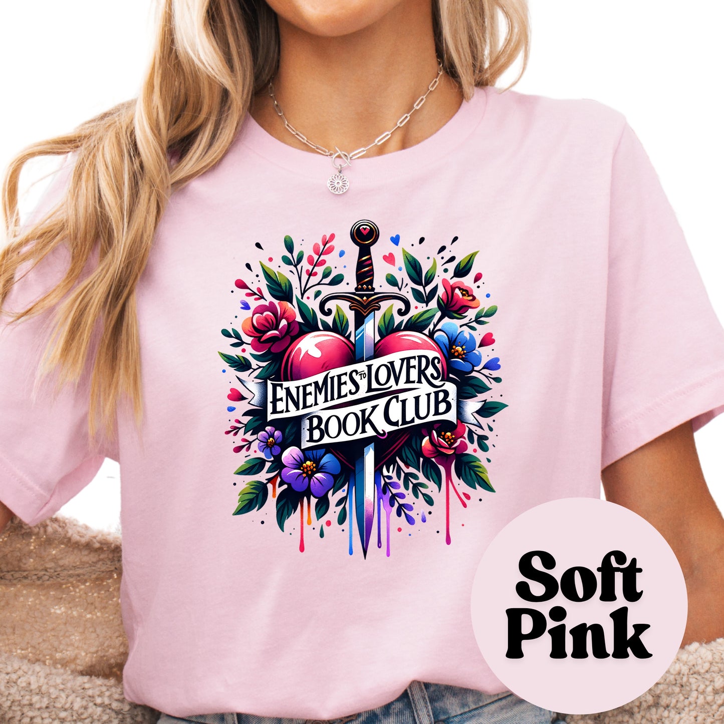 Enemies to Lovers Book Club Shirt – Romantic Fantasy Reader Tee – Bookish Sword Through Heart Shirt – Spicy Book Club Gift – Romantasy Merch