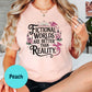 Fictional Worlds Are Better Shirt – Fantasy Book Lover Tee – Cute Dragon Castle Shirt – Reader Gift – Bookish Aesthetic Tee – Escape Into Books Top