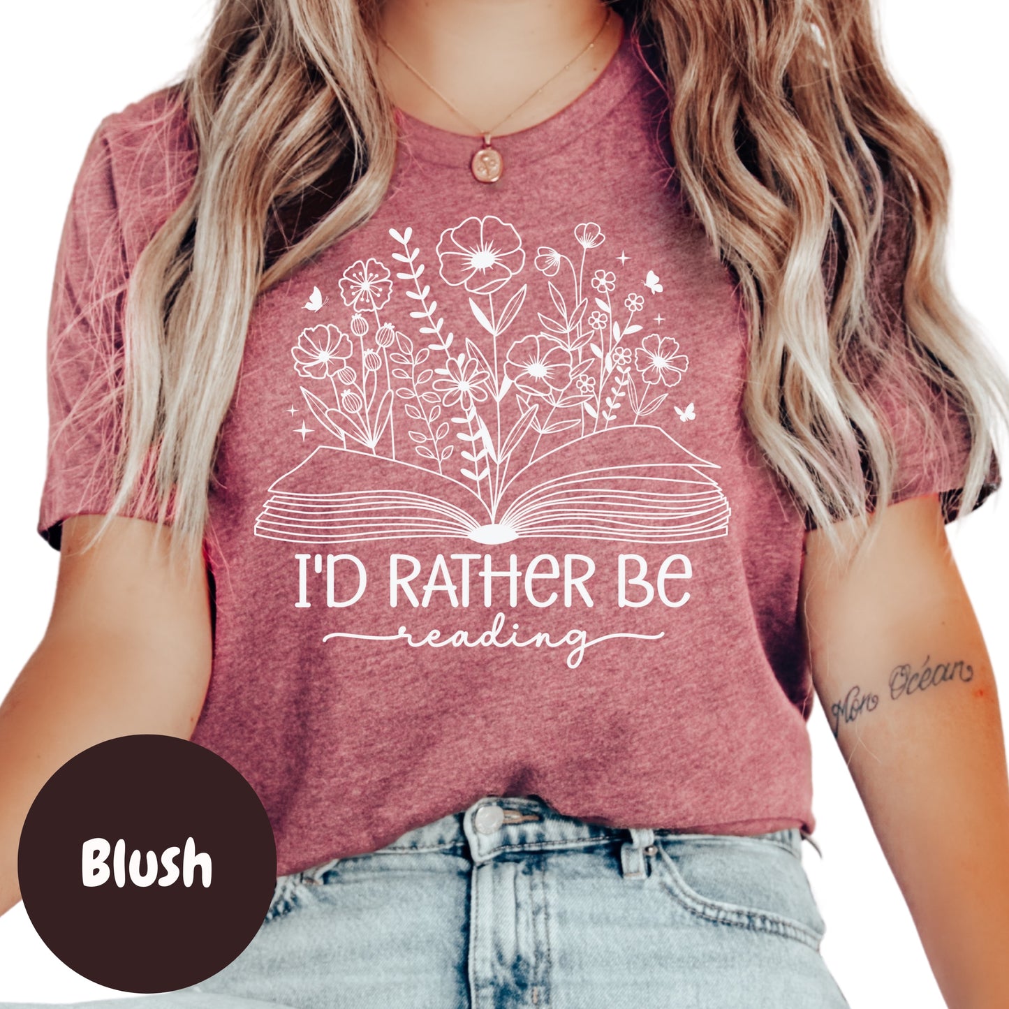 I'd Rather Be Reading Shirt – Floral Book Lover Tee – Aesthetic Reader Gift – Cute Literary Shirt – Heather Charcoal T-Shirt for Bookworms