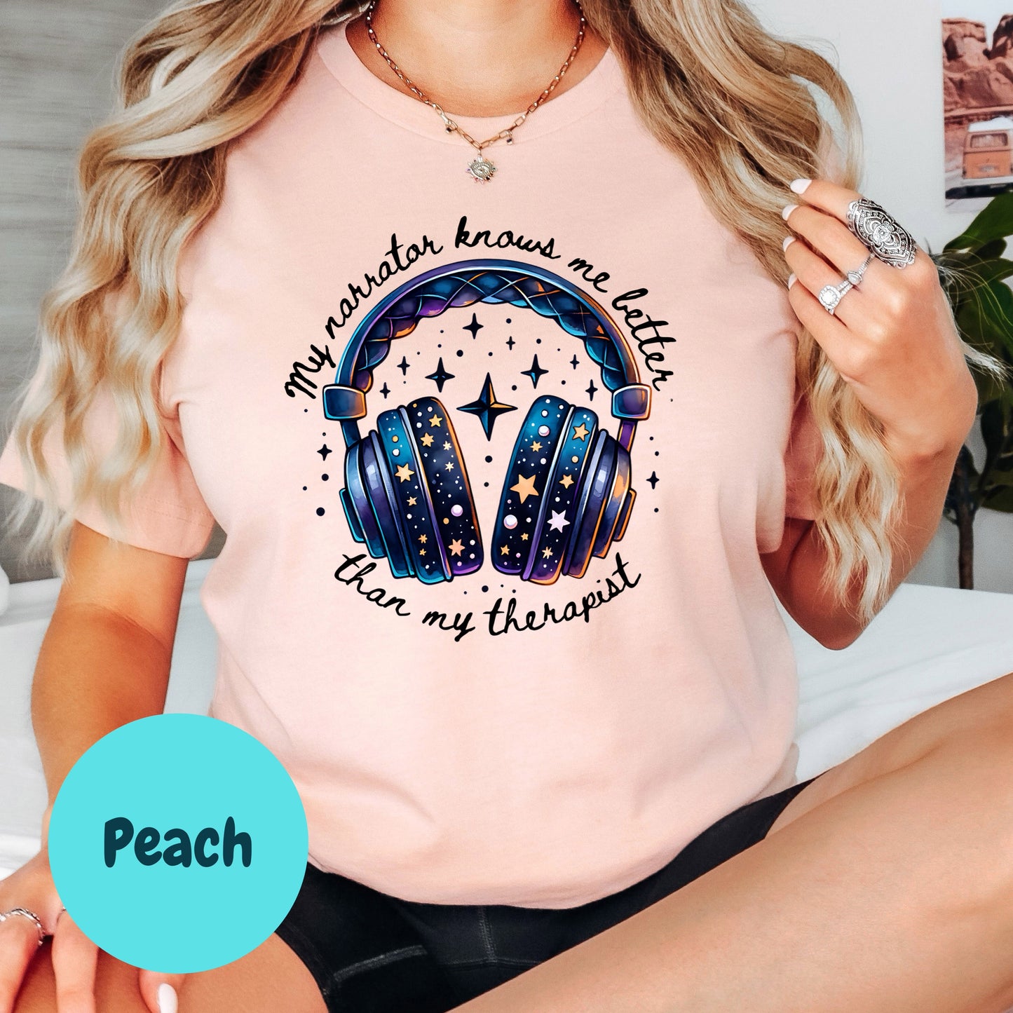 My Narrator Knows Me Better Than My Therapist Shirt – Funny Audiobook Tee – Book Lover Humor Shirt – Bookish Mental Health Shirt – Reader Life Tee