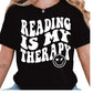 Reading Is My Therapy Shirt – Groovy Book Lover Tee – Mental Health Reading Shirt – Retro Reader Shirt – Therapy Through Books Gift