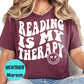 Reading Is My Therapy Shirt – Groovy Book Lover Tee – Mental Health Reading Shirt – Retro Reader Shirt – Therapy Through Books Gift