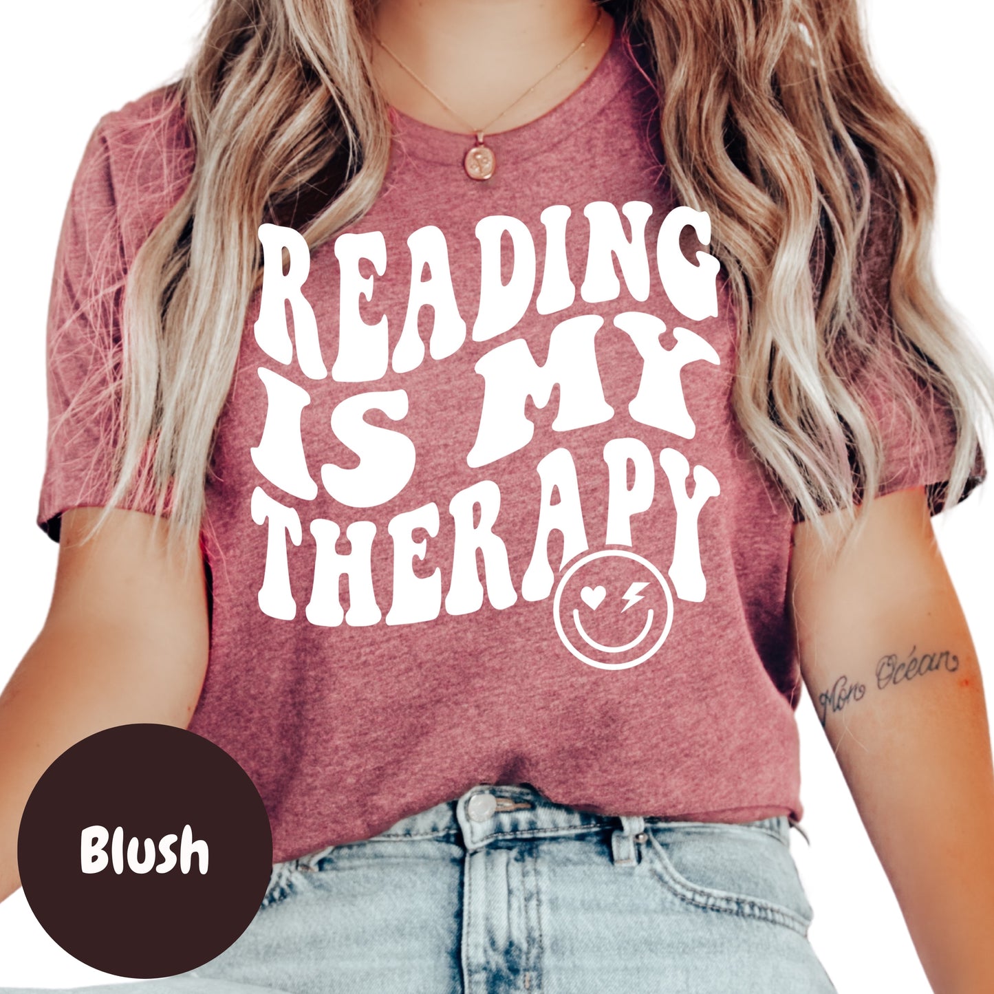 Reading Is My Therapy Shirt – Groovy Book Lover Tee – Mental Health Reading Shirt – Retro Reader Shirt – Therapy Through Books Gift