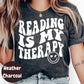 Reading Is My Therapy Shirt – Groovy Book Lover Tee – Mental Health Reading Shirt – Retro Reader Shirt – Therapy Through Books Gift