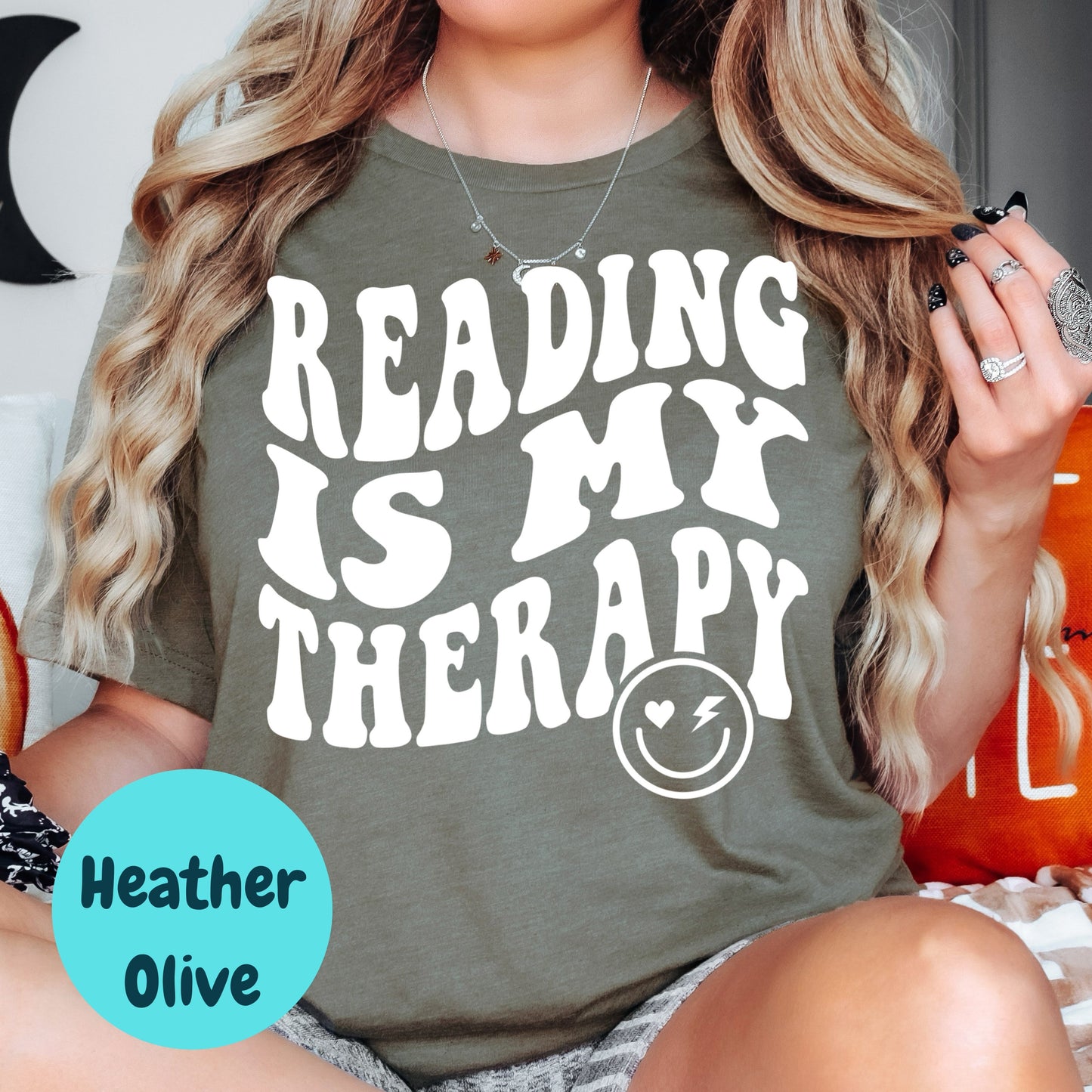 Reading Is My Therapy Shirt – Groovy Book Lover Tee – Mental Health Reading Shirt – Retro Reader Shirt – Therapy Through Books Gift