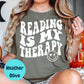 Reading Is My Therapy Shirt – Groovy Book Lover Tee – Mental Health Reading Shirt – Retro Reader Shirt – Therapy Through Books Gift