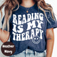 Reading Is My Therapy Shirt – Groovy Book Lover Tee – Mental Health Reading Shirt – Retro Reader Shirt – Therapy Through Books Gift