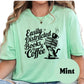 Easily Distracted by Books and Coffee Shirt – Funny Cat Book Lover Tee – Caffeine & Fiction Graphic Shirt – Gift for Readers and Coffee Addicts