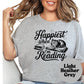 Happiest When I’m Reading Shirt – Cat Book Lover Tee – Cute Bookish Shirt for Readers – Cozy Reading Gift – Bookworm Life Shirt