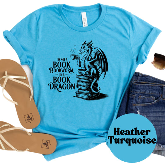 I’m Not a Bookworm I’m a Book Dragon Shirt – Funny Fantasy Reader Tee – Book Lover Dragon Graphic Shirt – Coffee & Books T-Shirt – Fierce Bookish Gift