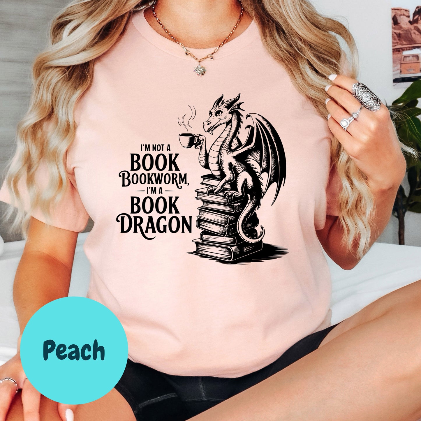 I’m Not a Bookworm I’m a Book Dragon Shirt – Funny Fantasy Reader Tee – Book Lover Dragon Graphic Shirt – Coffee & Books T-Shirt – Fierce Bookish Gift