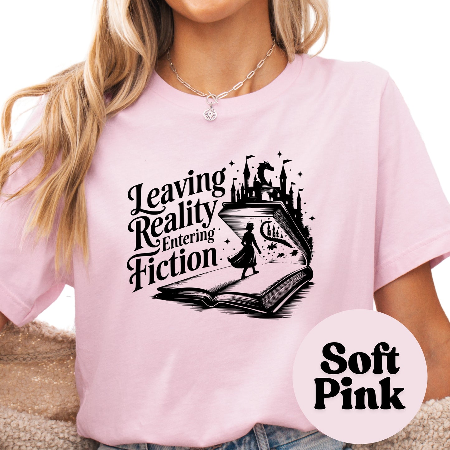Leaving Reality Entering Fiction Shirt – Fantasy Reader Graphic Tee – Book Escape Shirt – Magical Reading Shirt – Gift for Fiction Lovers