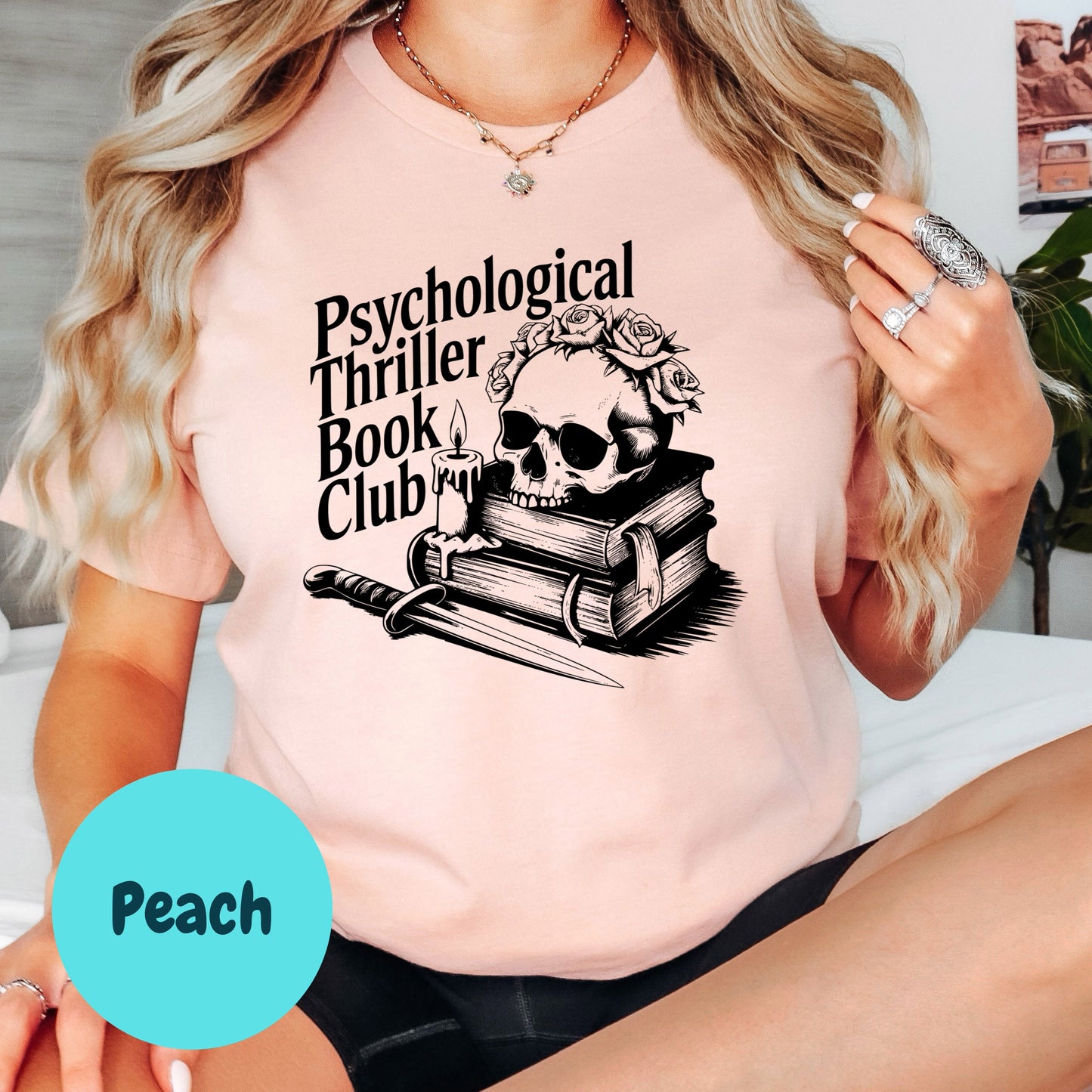 Psychological Thriller Book Club Shirt – Suspense Book Lover Tee – Thriller Reading Gift – Skull and Dagger Shirt – True Crime Inspired Top