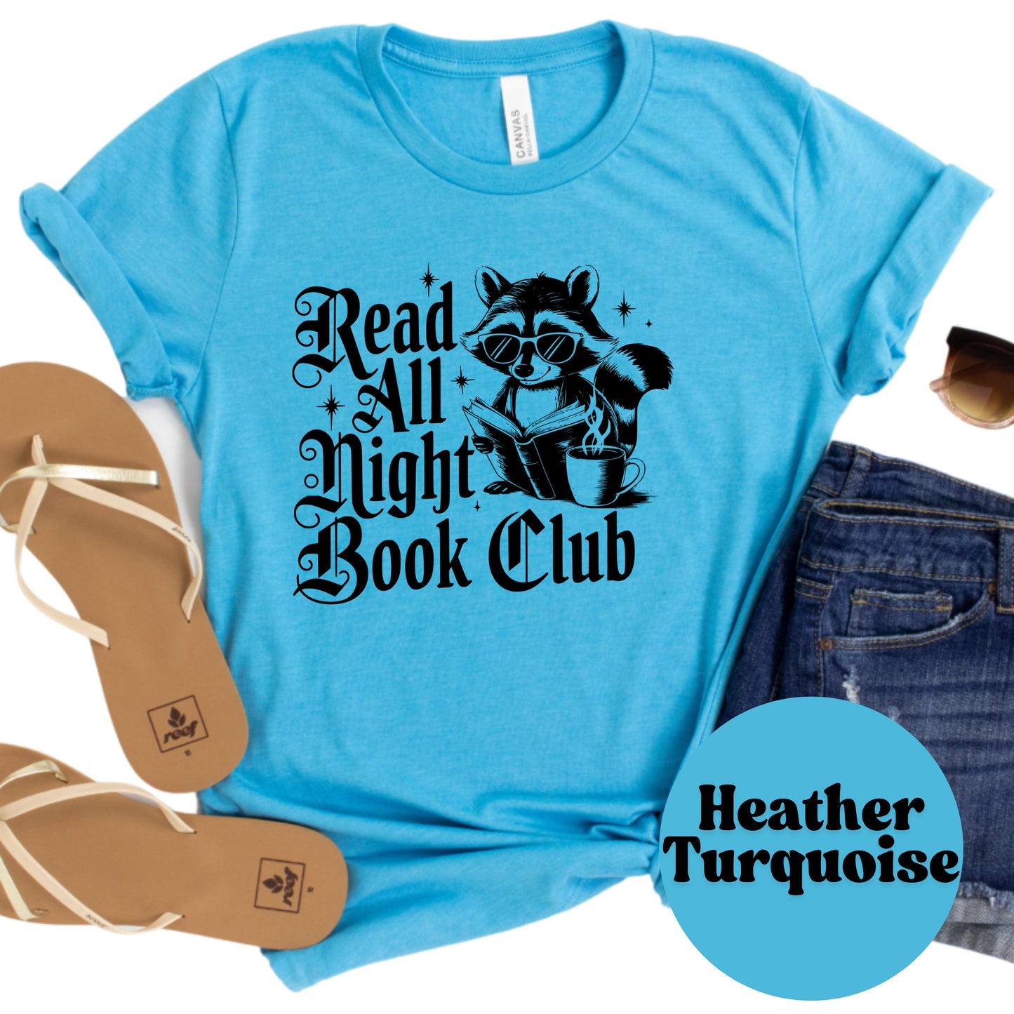 Read All Night Book Club Shirt – Funny Book Lover Tee – No Sleep Reading Gift – Raccoon Reader Shirt – Late Night Bookworm Top