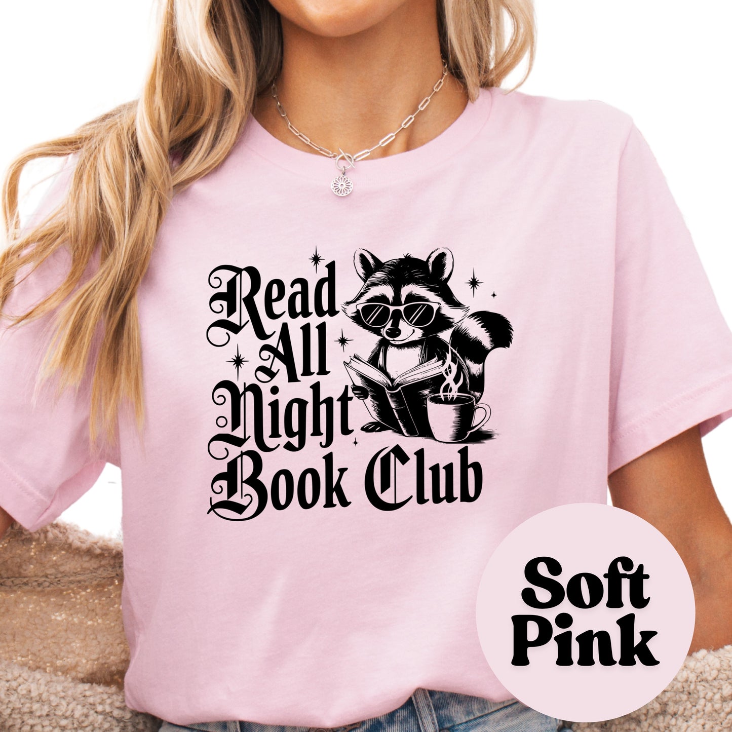 Read All Night Book Club Shirt – Funny Book Lover Tee – No Sleep Reading Gift – Raccoon Reader Shirt – Late Night Bookworm Top