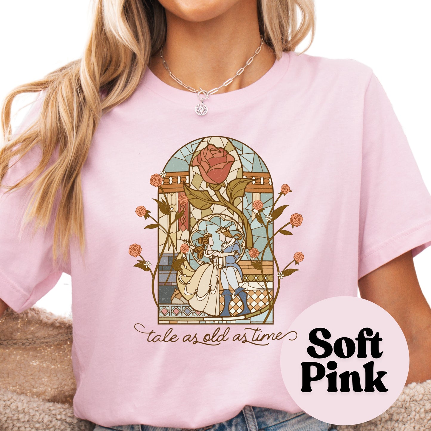 Tale As Old As Time Shirt – Fairytale Romance Tee – Stained Glass Bookish Shirt – Beauty and Beast Shirt – Fantasy Reader Gift