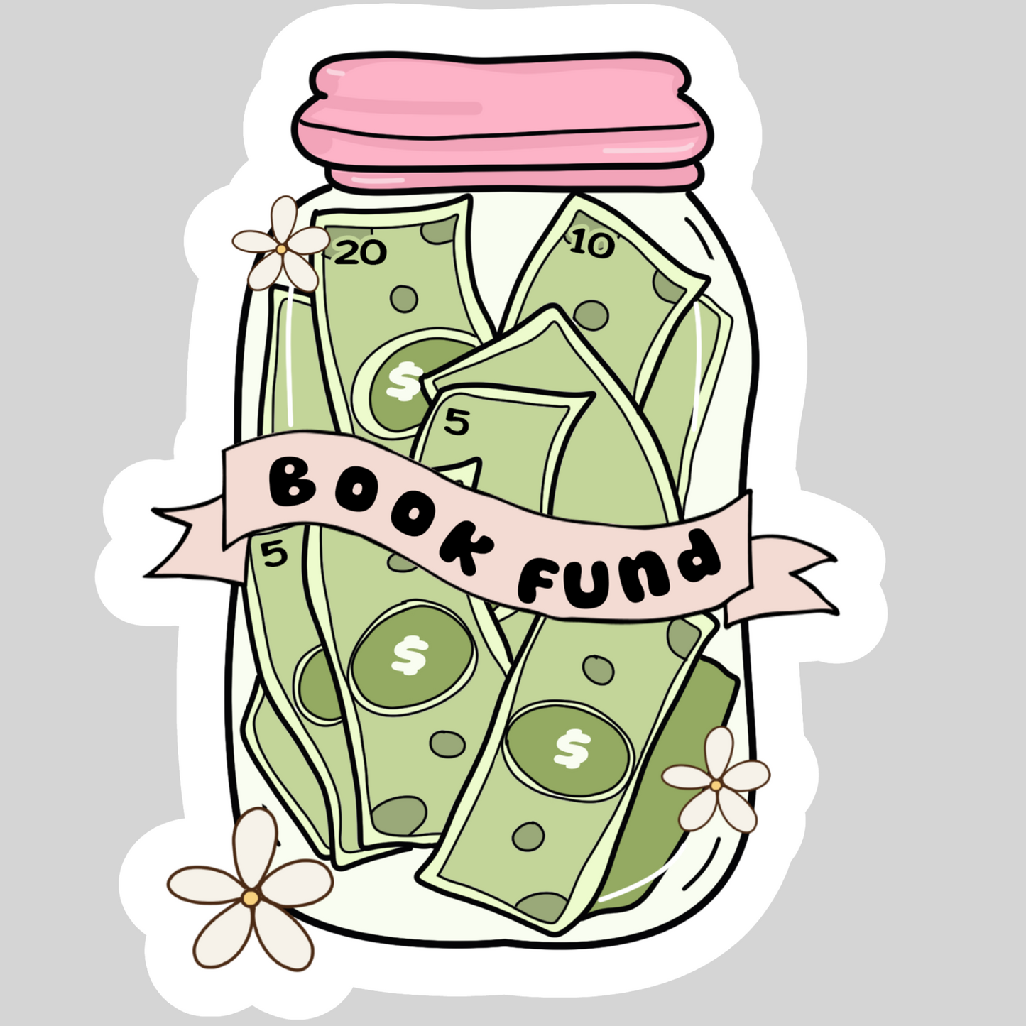 Book Fund Jar – 3" Waterproof Bookish Sticker with Holo Overlay – Reading, Books, Reader Gift, Book Lover