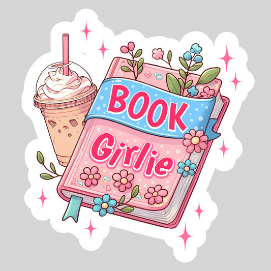 Book Girlie – Coffee and Books 3" Waterproof Bookish Sticker with Holo Overlay – Reading, Books, Reader Gift, Book Lover