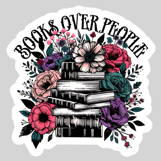 Books Over People Watercolor – 3" Waterproof Bookish Sticker with Holo Overlay – Reading, Books, Reader Gift, Book Lover