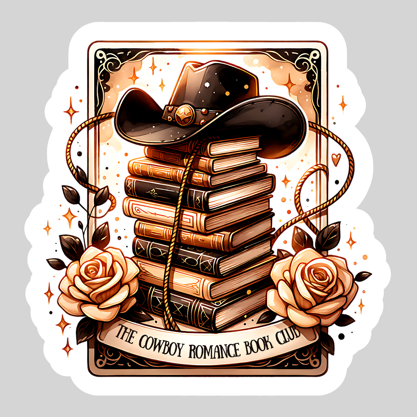 Cowboy Romance Book Club – 3" Waterproof Bookish Sticker with Holo Overlay – Reading, Books, Reader Gift, Book Lover
