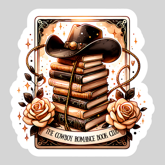Cowboy Romance Book Club – 3" Waterproof Bookish Sticker with Holo Overlay – Reading, Books, Reader Gift, Book Lover
