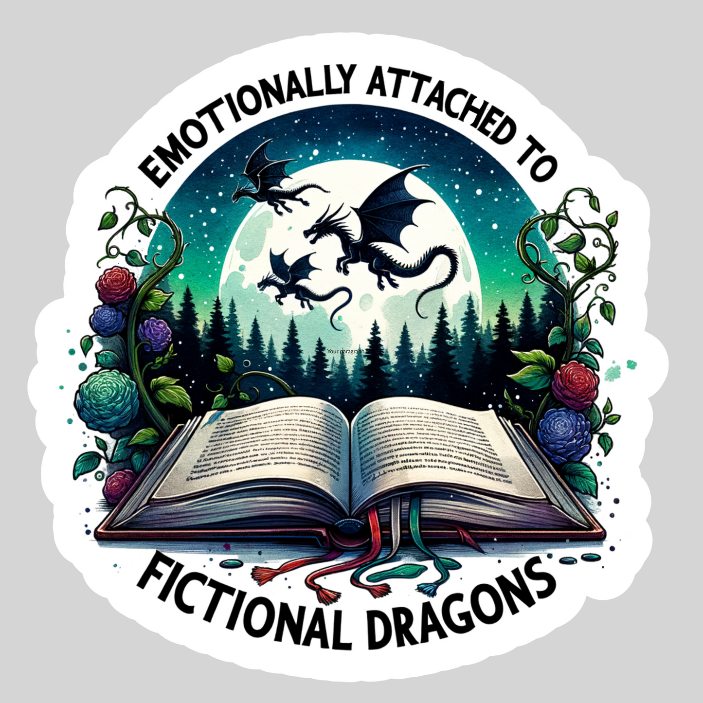 Emotionally Attached to Fictional Characters – 3" Waterproof Bookish Sticker with Holo Overlay – Reading, Books, Reader Gift, Book Lover