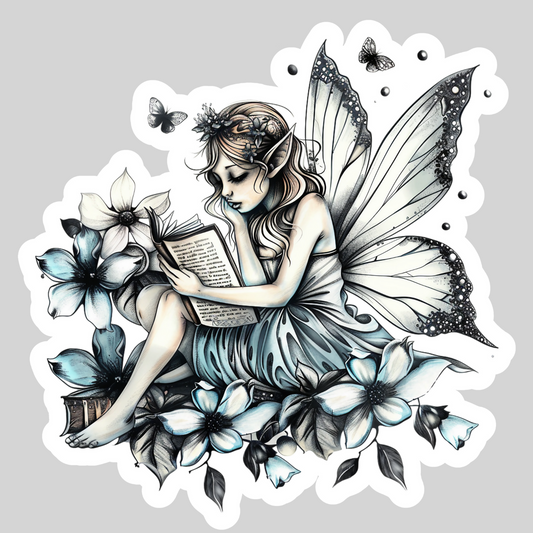 Fairy Reading – 3" Waterproof Bookish Sticker with Holo Overlay – Reading, Books, Reader Gift, Book Lover